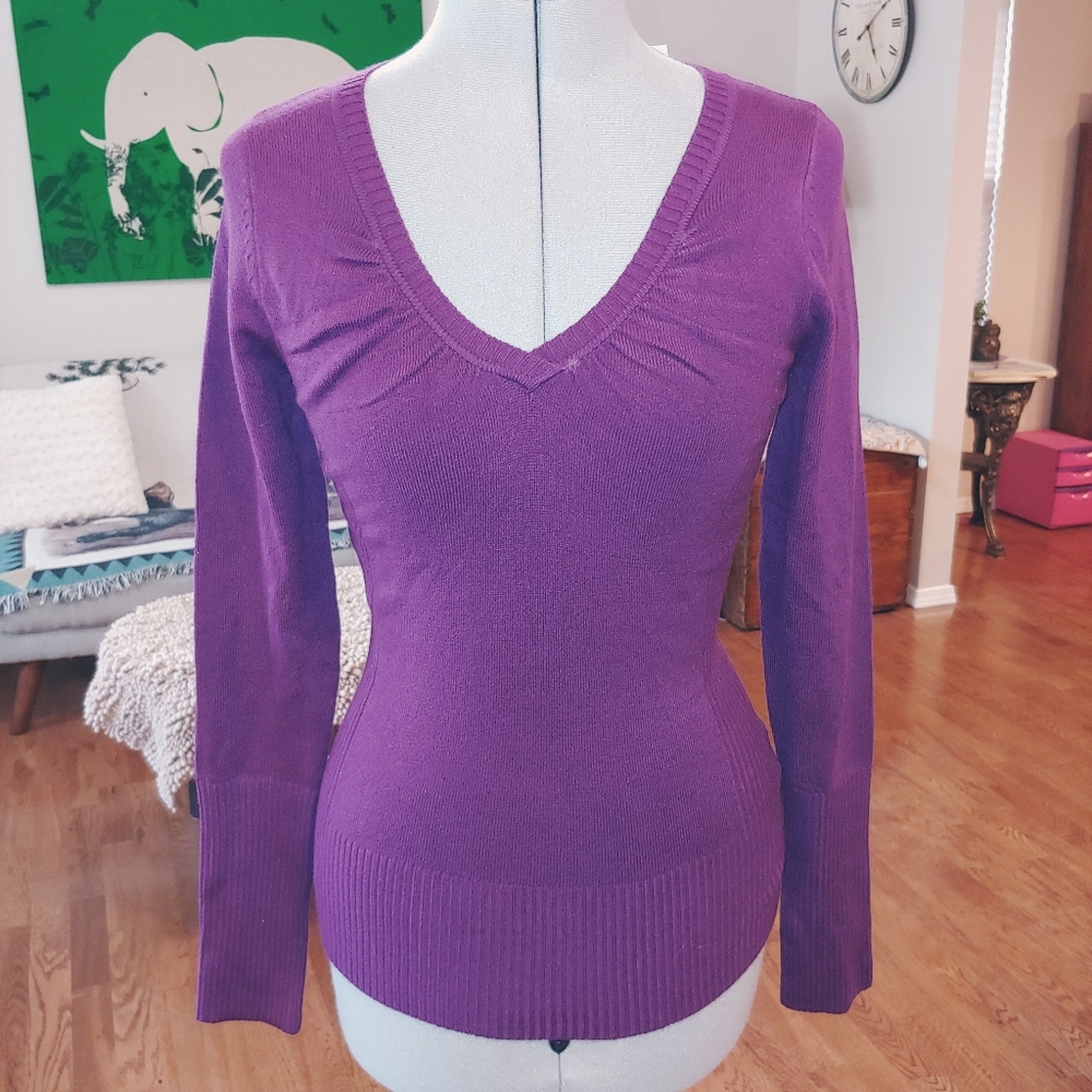 Takeout Huckleberry gathered neck sweater NWT